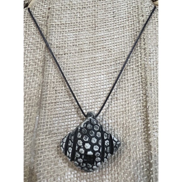 Art Pottery Square Brutalist Pendant Necklace Artisan Made Contemporary Artsy - Picture 1 of 8